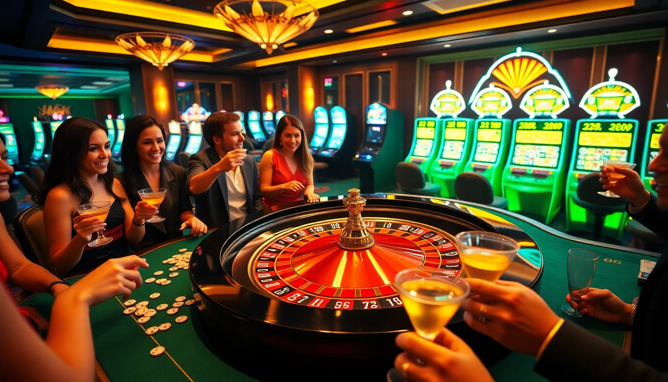 Players engaging at the MK8 roulette table, showcasing excitement in a luxurious casino environment.