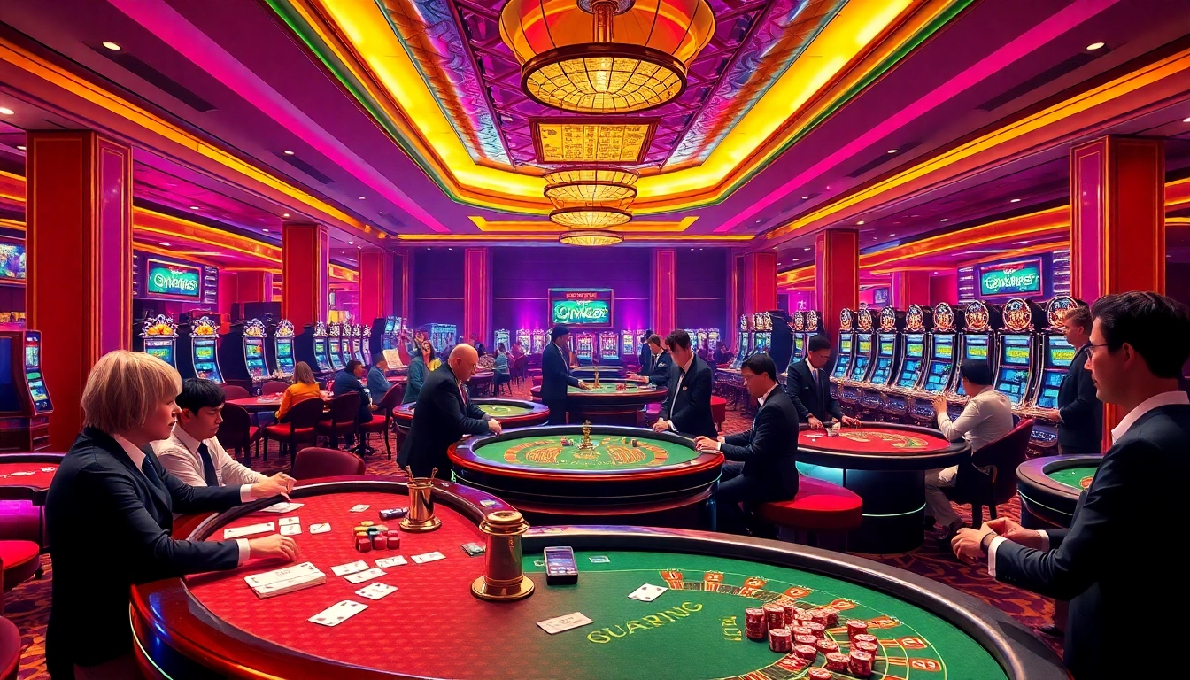 Players enjoying a thrilling poker game at https://rr88co.net/, surrounded by luxury casino elements.