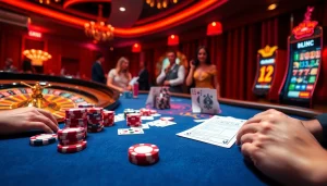 Players engaging in thrilling bets at THABET's luxurious casino tables.