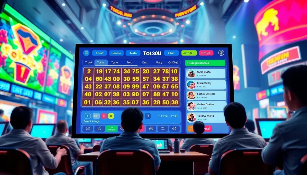 TogelSumo: Lingkungan permainan online yang menarik dengan antarmuka Togel Sumo berwarna-warni, menampilkan interaksi pemain dan antusiasme.