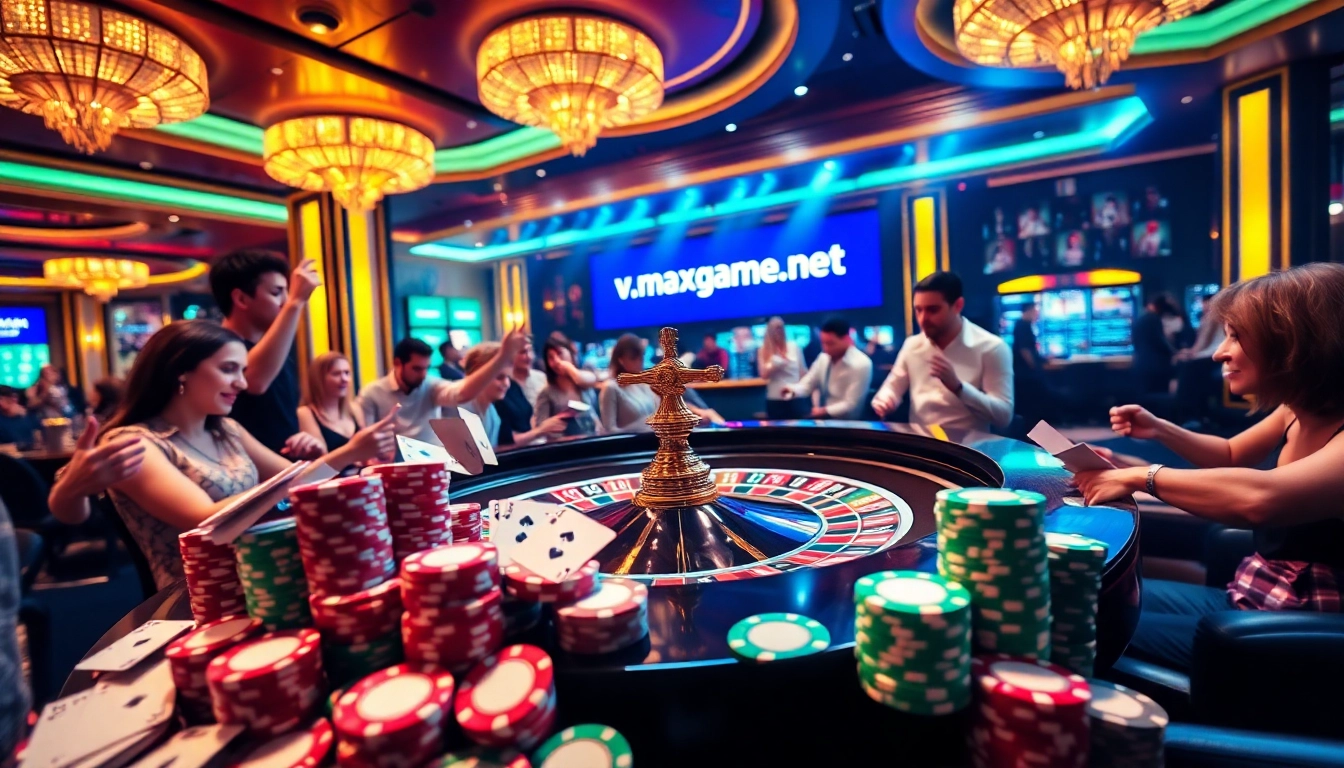 Experience excitement at vmaxgame.net with lively casino action featuring roulette and vibrant poker chips.