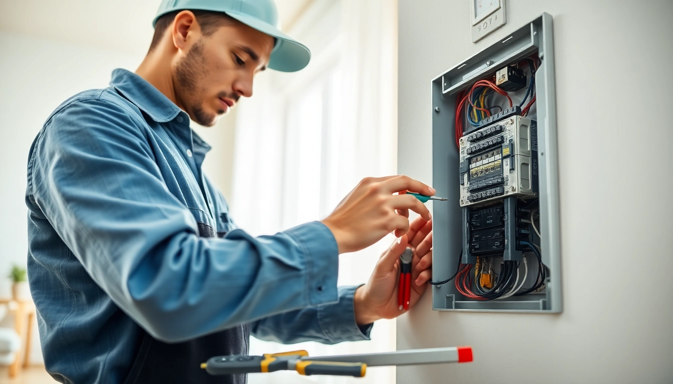 Electrician conducting electrical service maintenance, ensuring safety and functionality.