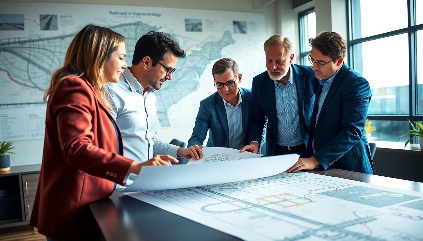 Railroad Design Consultants engaged in collaborative drafting and planning of railway infrastructure.