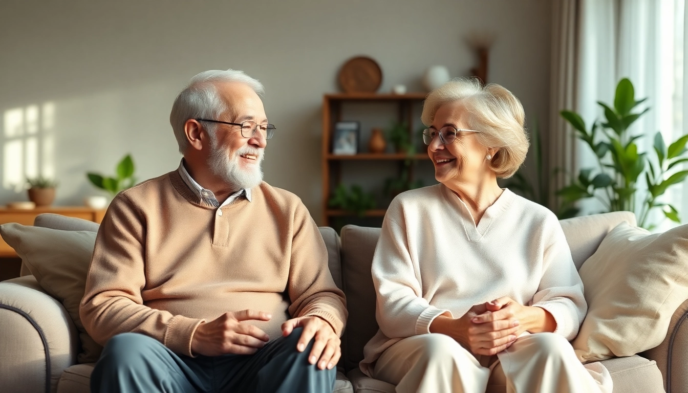 高齢者向けおしゃれなリカバリーウェア。居心地の良いリビングルームで快適さとくつろぎを表現。