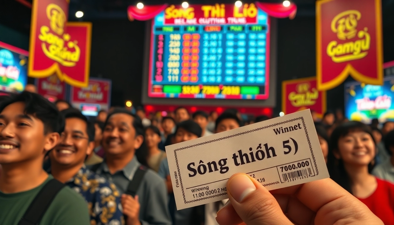 Exciting lottery draw capturing the anticipation of players checking Song thủ lô results with a winning ticket.