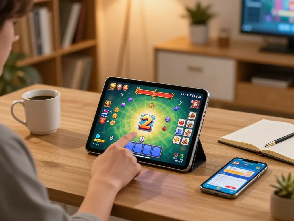 Engaging gameplay of Mahjong Ways 2 on a tablet in a cozy home setting, illustrating online gaming strategies.