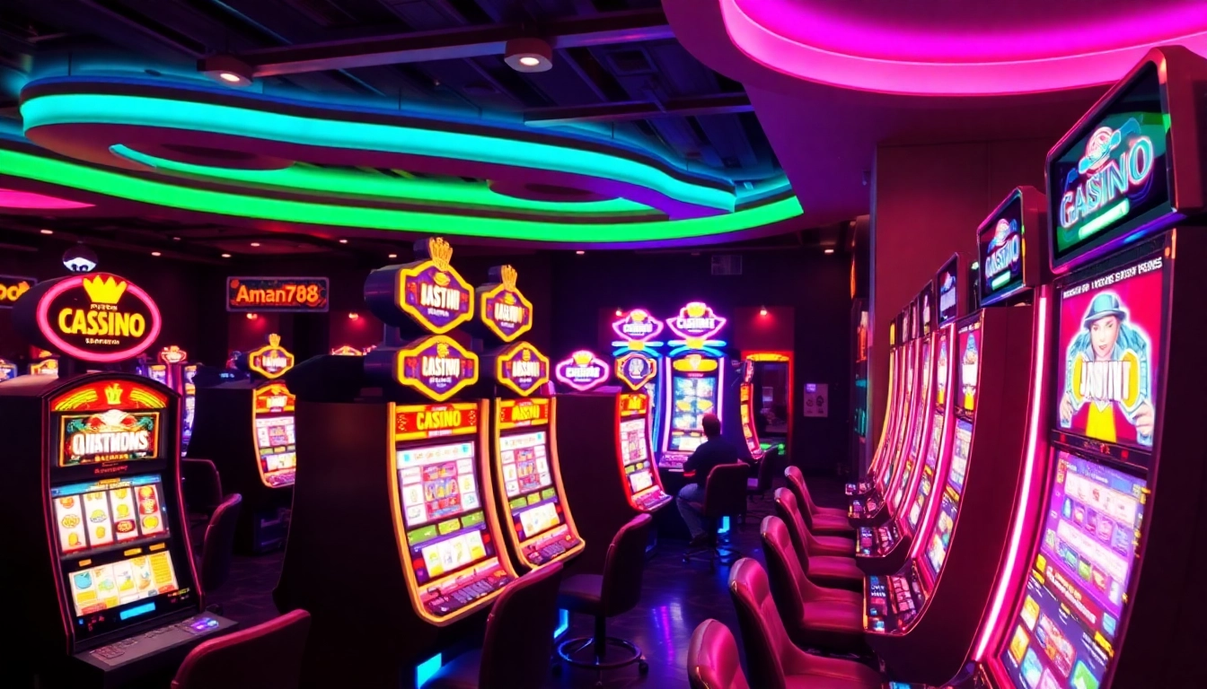 Exciting slot machines at an online casino showcasing aman788's vibrant gaming environment.