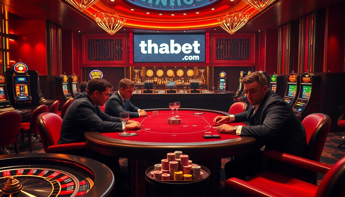 Experience high-stakes poker excitement at thabet.com, surrounded by lavish casino ambiance.