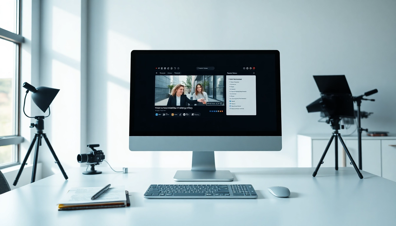 Transform video to prompt AI technology displayed on a sleek computer in a modern workspace.