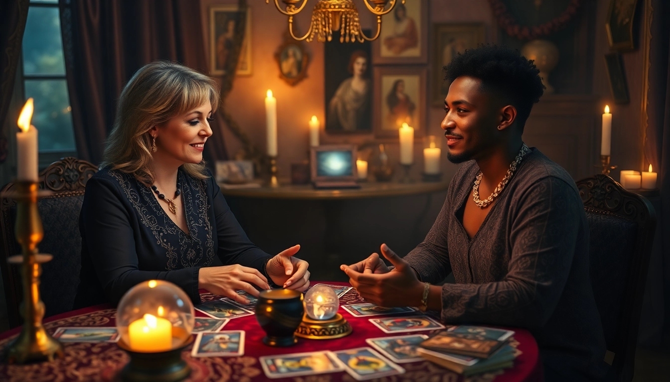 熟練のリーダーと多様なクライアントを伴う電話占い 当たるを示す魅力的なタロットセッション。