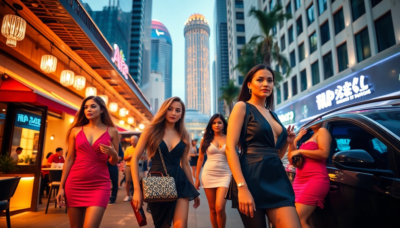 Singapore escort showcasing elegant models in a luxurious urban setting, highlighting top-tier services.