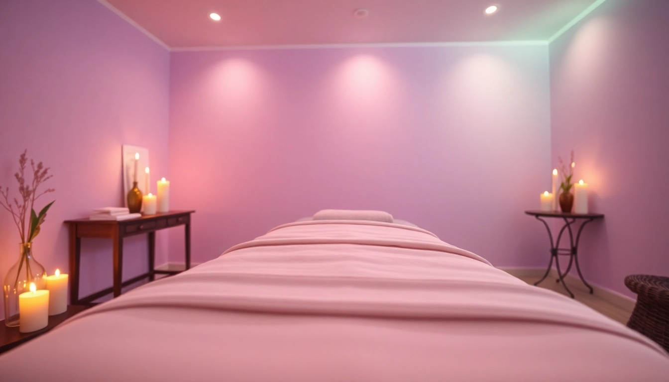 편안한 분위기와 진정 효과가 있는 색상의 마사지 치료실