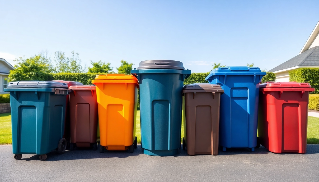 Showcase of garbage rental bins positioned for convenient access in a residential area.