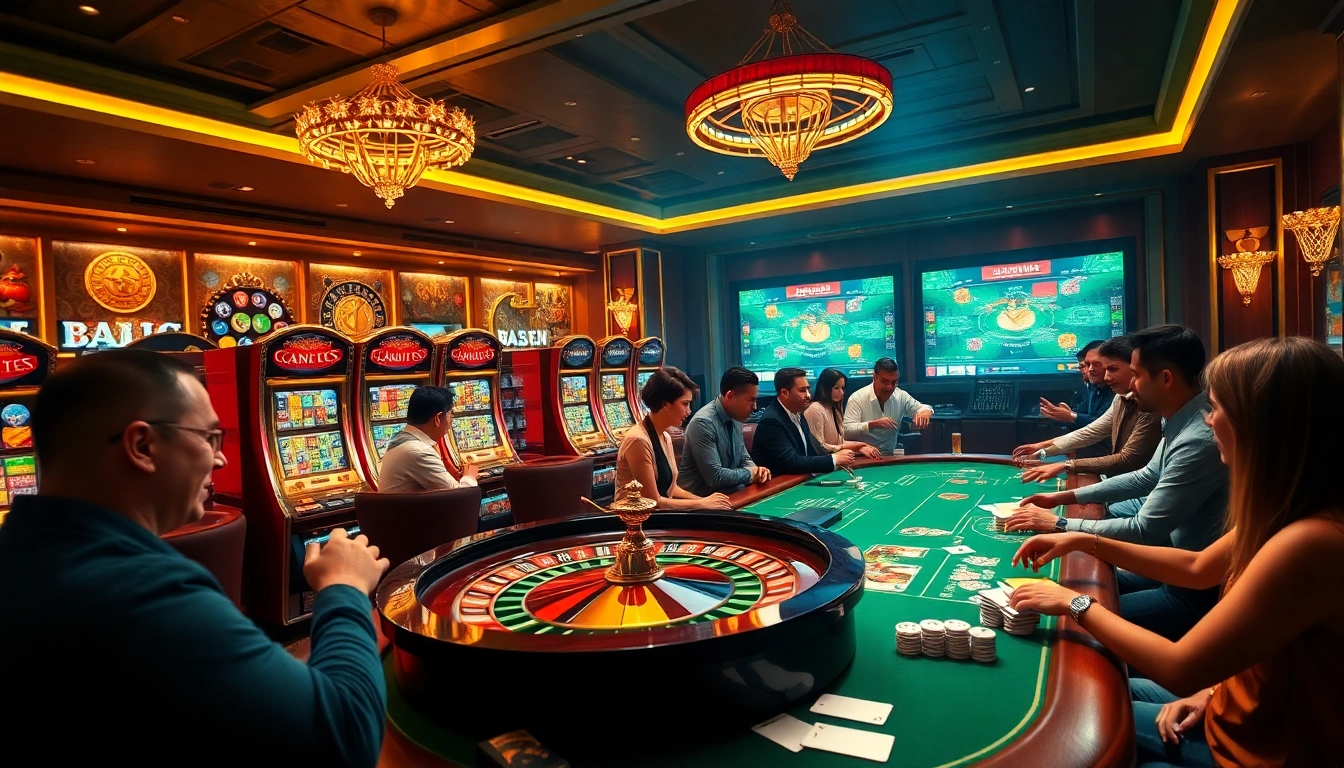Profiter de jeux palpitants dans un casino en ligne luxueux avec des machines à sous vibrantes et des tables de poker.