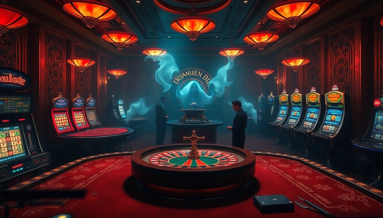 Engaging poker scene with elements of Truyên ma kinh dị, blending gambling excitement and supernatural mystery.