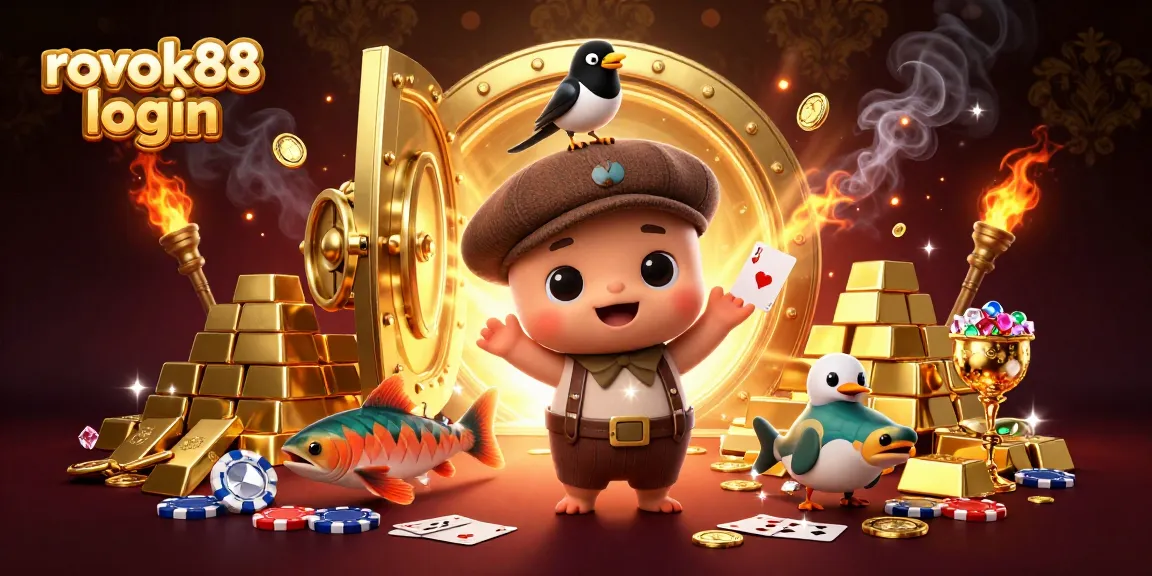 Experience the excitement of rokok88 login with vibrant casino characters and rich gold imagery.