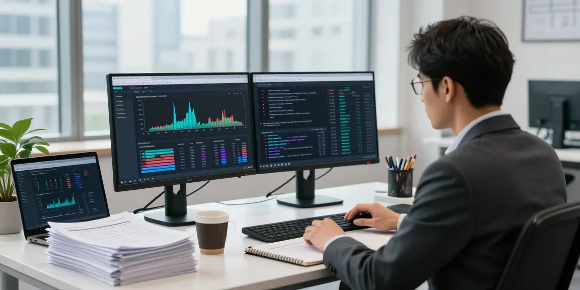 Researcher analyzing verified darknet market links 2026 in a modern office environment, showcasing the best darknet markets currently operating