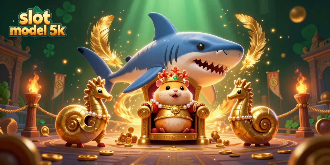 Experience the excitement of slot modal 5k with a fierce hamster king amidst vibrant gaming elements.