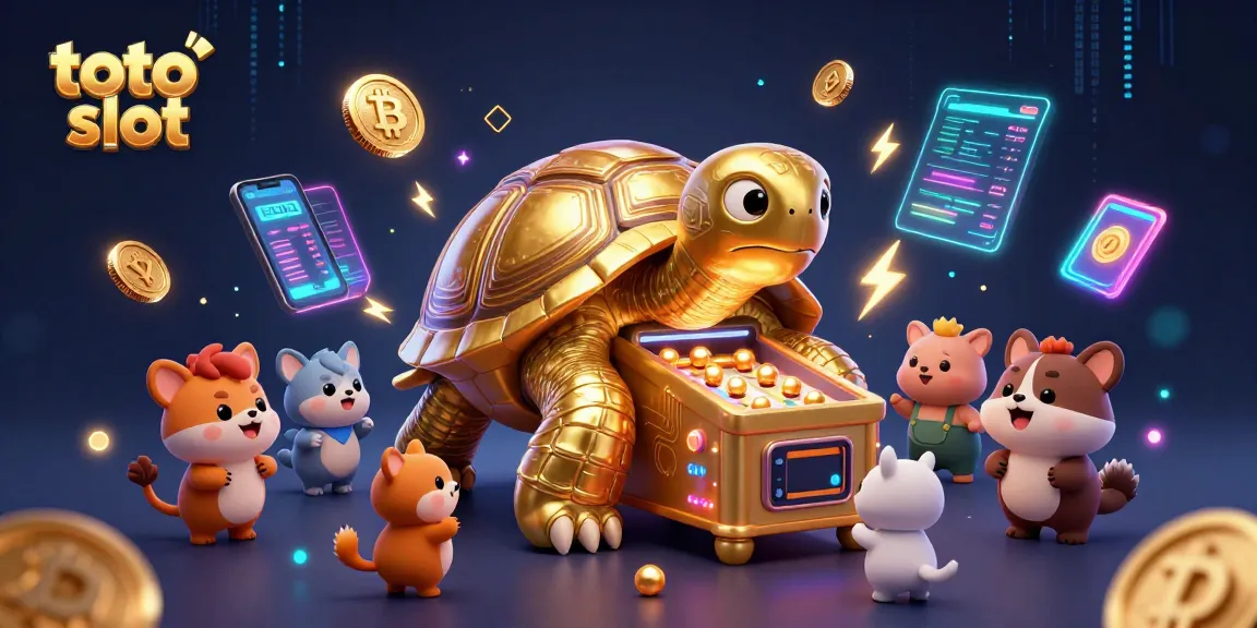 Engage in thrilling gameplay at a vibrant toto slot featuring a colossal golden tortoise pinball machine.